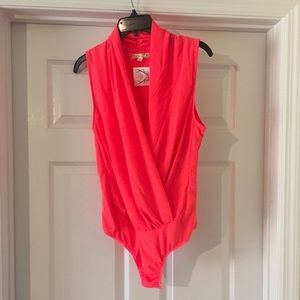 Neon coral body suit. NWT